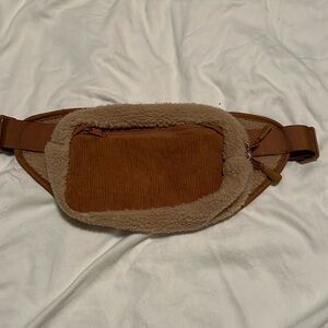 Fleece and corduroy fanny pack